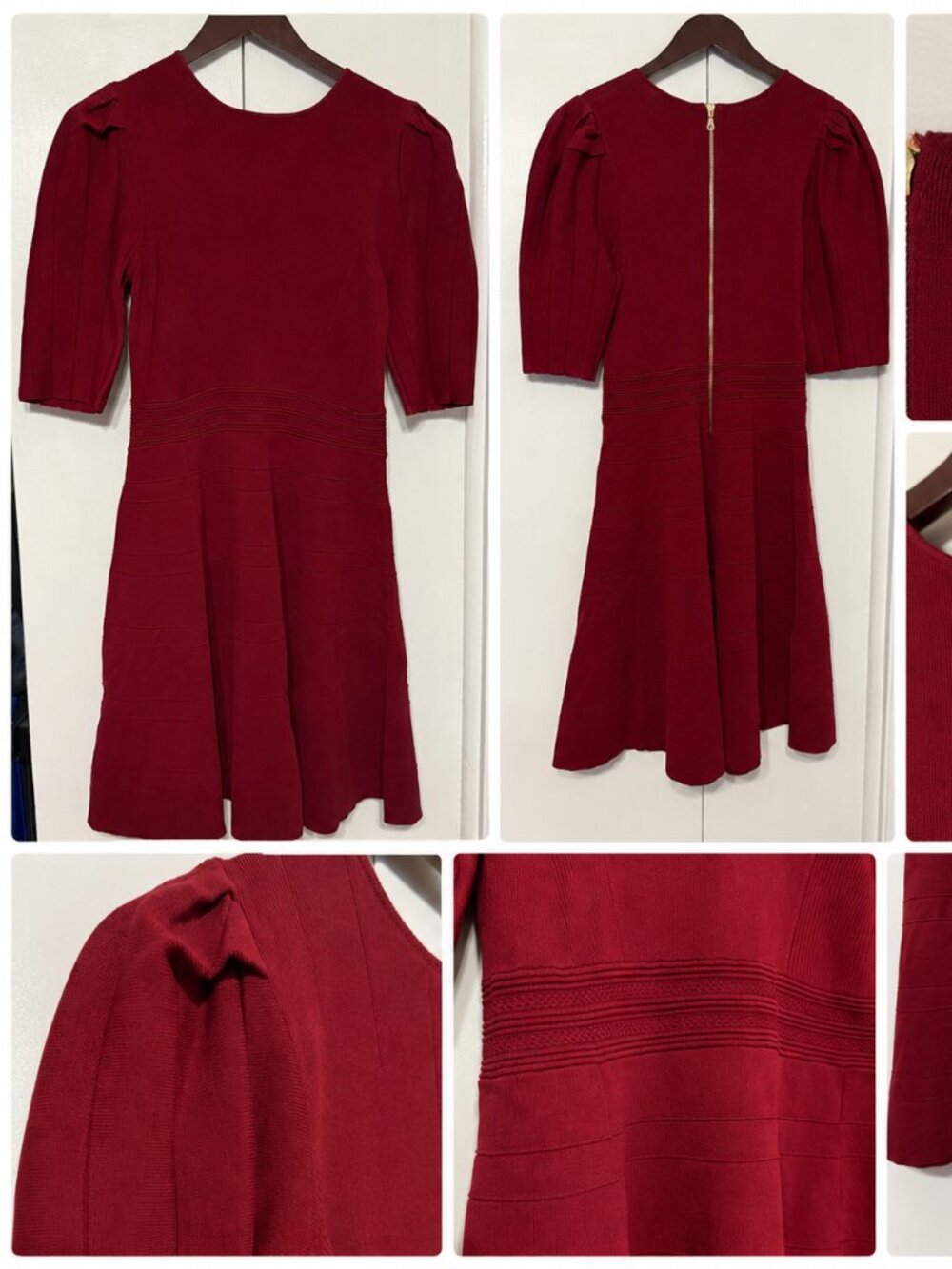 Nicole Miller New York Burgundy Knit Fit & Flare Dress – Size M